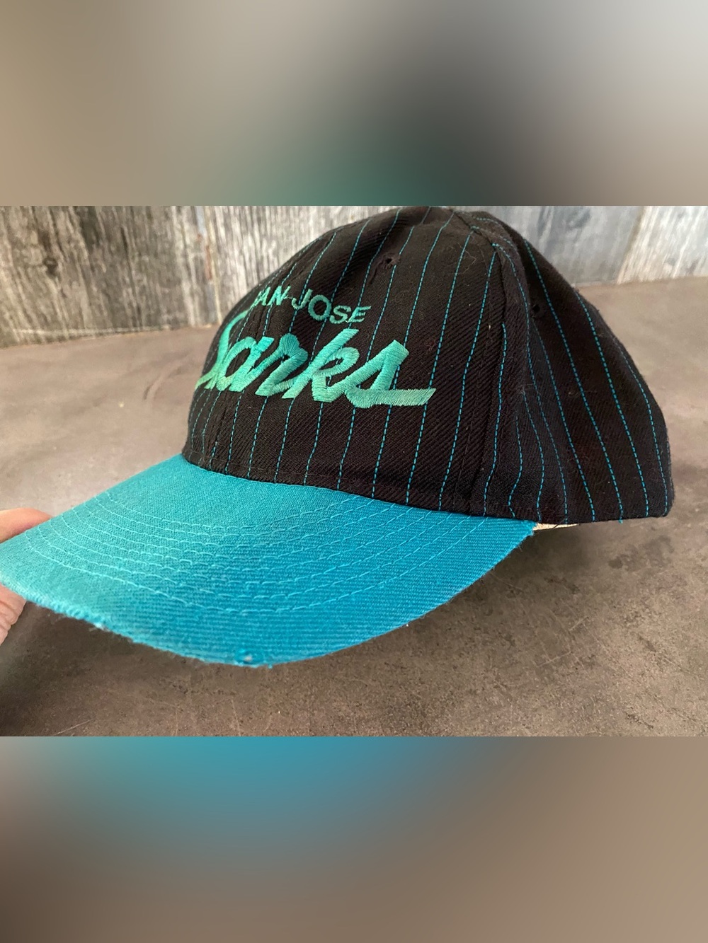 Vintage 90s San Jose Sharks snapback hat, official NHL Center Ice collection